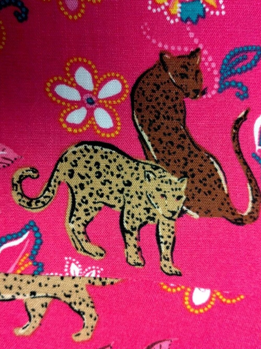 Torrid Size 5 Plus Size Pink Leopard Dress Rouched Short Sleeve Midi Belted Cat - Picture 11 of 16